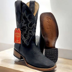 Mens black square toe cowboy boots