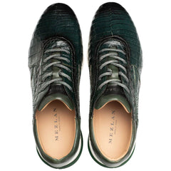 Men's Quevedo Forest/Green Genuine Crocodile Exotic Sneaker By Mezlan Made In Spain Brand