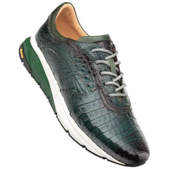 Men's Quevedo Forest/Green Genuine Crocodile Exotic Sneaker By Mezlan Made In Spain Brand
