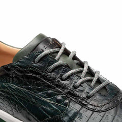 Men's Quevedo Forest/Green Genuine Crocodile Exotic Sneaker By Mezlan Made In Spain Brand