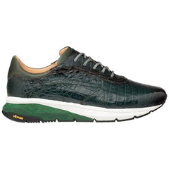 Men's Quevedo Forest/Green Genuine Crocodile Exotic Sneaker By Mezlan Made In Spain Brand