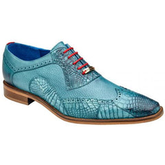 Belvedere Roberto Antique Aqua Genuine American Alligator Calf Wingtip Oxford Shoes