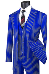 Mens Vested Gangster Pinstripe 1920's Suit in Black