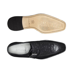 Belvedere Josh Black Genuine Ostrich Split Toe Monkstraps Loafers