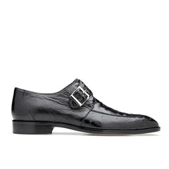 Belvedere Josh Black Genuine Ostrich Split Toe Monkstraps Loafers