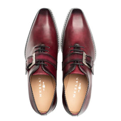 Machado Oxford Monk Strap Burgundy By Mezlan Made In Spain Brand
