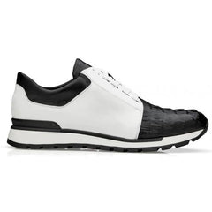 Belvedere Titan Black / White Genuine Crocodile Soft Calf Casual Sneakers