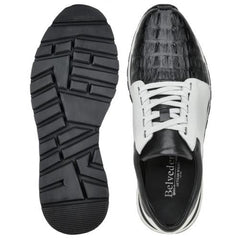 Belvedere Titan Black / White Genuine Crocodile Soft Calf Casual Sneakers