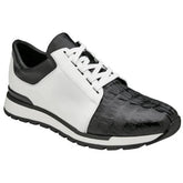 Belvedere Titan Black / White Genuine Crocodile Soft Calf Casual Sneakers