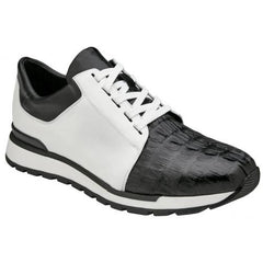 Belvedere Titan Black / White Genuine Crocodile Soft Calf Casual Sneakers