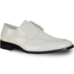 Bravo Mens Classic Moc Toe Shiny Patent Tuxedo Prom Shoe in Ivory