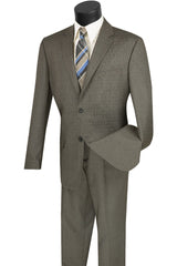 Mens 2 Button Modern Textured Weave Suit in Brown