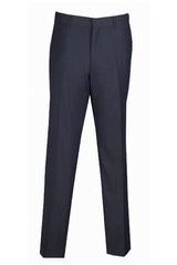 Mens Skinny Fit Wool Feel Flat Front Dress Slacks in Navy