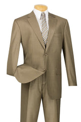 Mens 2 Button Modern Fit Texured Weave Suit in Taupe