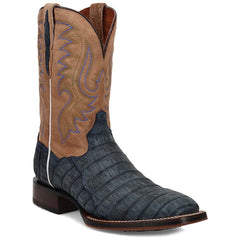 Dan Post Men's Leon Denim & Tan Caiman Square Toe Western Boots