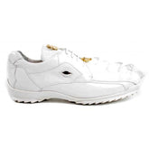 Belvedere Vasco White Genuine Hornback Crocodile Soft Calf Casual Sneakers with Eyes