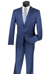 Mens 2 Button Modern Fit Textured Wool Suit in Navy