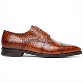 Zelli Andrea Genuine Crocodile Cap Toe Derby Dress Shoes in Cognac