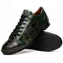 Marco Di Milano Bari Green Lizard Patchwork Sneakers