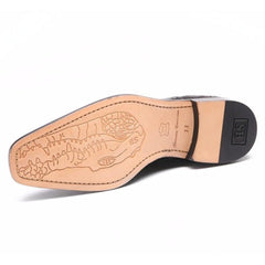 Belvedere Men's Black Ostrich Crocodile Shoes Cap Toe Onesto