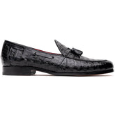 Marco Di Milano Bianchi Caiman Crocodile Tassel Loafers Black