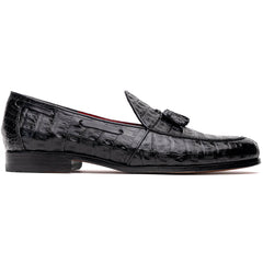 Marco Di Milano Bianchi Caiman Crocodile Tassel Loafers Black