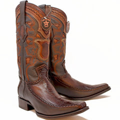 Botas de Pata de Avestruz Original con Venado Horma Europea LAB-76F0516