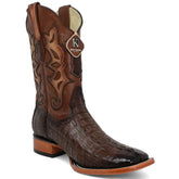 Botas de Cola de Cocodrilo Punta Rodeo Cuadrada Color Cafe LAB-48220116