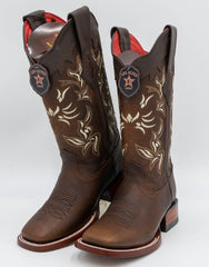 Botas de Cuero Rage Horma Rodeo Cuadrada para Dama Color Nuez LAB-322N9940