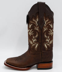 Botas de Cuero Rage Horma Rodeo Cuadrada para Dama Color Nuez LAB-322N9940