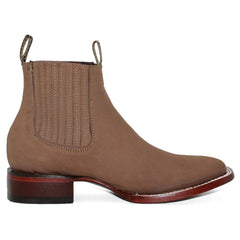 Botines Charros de Gamuza Punta Cuadrada Los Altos Boots Color Taupe LAB-82B6361