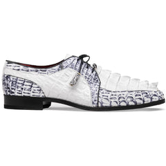Marco_Di_Milano Caribe White Leather Sneakers - "Newspaper" Accent