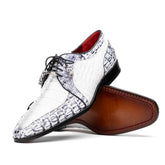 Marco_Di_Milano Caribe White Leather Sneakers - "Newspaper" Accent