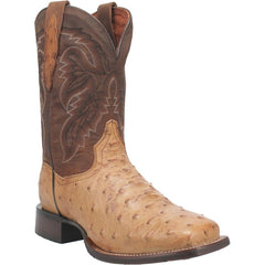 Dan Post Men's Alamosa Full Quill Ostrich Square Toe Boots - Bay Apache