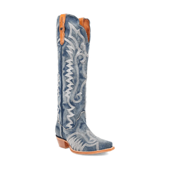 Dan Post Women's Denim Darlin Snip Toe Leather Tall Boots - Blue