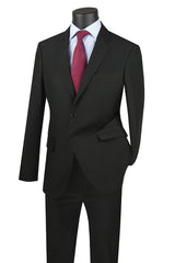 Mens Basic 2 Button Classic Fit Poplin Suit in Black