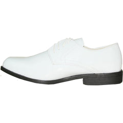 Bravo Mens Classic Formal Shiny Patent Tuxedo Shoe in White