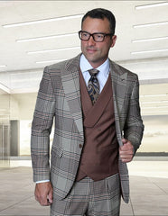 statement-men-s-3-piece-plaid-100-wool-modern-fit-suit-peak-lapel
