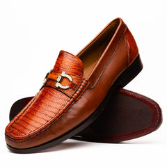 Marco Di Milano Enzo Lizard Bit Loafers Cognac
