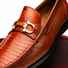 Marco Di Milano Enzo Lizard Bit Loafers Cognac