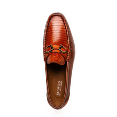 Marco Di Milano Enzo Lizard Bit Loafers Cognac
