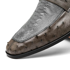 Marco Di Milano Fangio Serpentine Gray Leather Shoes