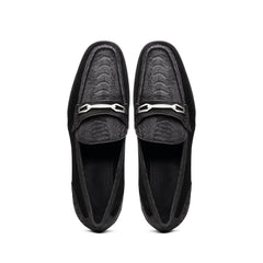 Marco Di Milano Hugo Sueded Ostrich Leg Bit Loafers Black