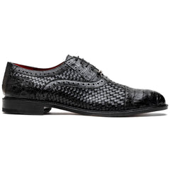 Marco Di Milano John Woven Caiman Crocodile Oxfords Black