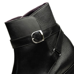 Zelli Jodphur Black Italian Calfskin Double Buckle Strap Boot