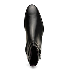 Zelli Jodphur Black Italian Calfskin Double Buckle Strap Boot