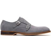 Zelli Legerra Contemporary Goat Suede Monk Strap Shoes in Grey