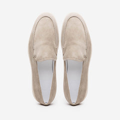 Zelli Livorno Sueded Italian Goatskin Casual Slip-On Loafer in Bone