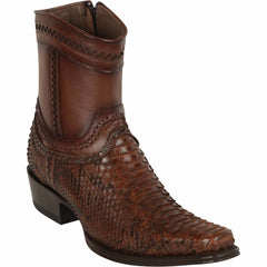 Los Altos Men's Original Python Skin European Toe Short Boots - Porto Brown 76B5766