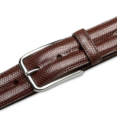 Mezlan Classic Lizard Belt - Dark Brown